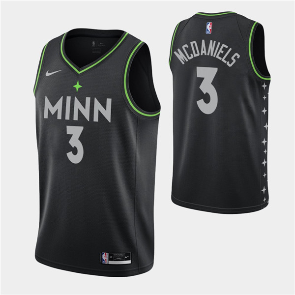 Men's Minnesota Timberwolves #3 Jaden McDaniels Black NBA City Swingman 2020-21 Stitched Jersey